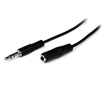 StarTech.com 2m Slim 3.5mm Stereo Extension Audio Cable - Male / Female - Headphone Audio Extension Cable Cord - 2x Mini Jack 3.5mm - 2 m (MU2MMFS) Black | Headphone Audio Extension Cable Cord, 2x Mini Jack 3.5mm - size: 6 ft / 2m, style: Slim