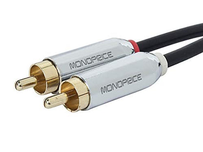 Monoprice Audio Cable - 3 Feet - Black | 3.5mm Stereo Male to RCA Stereo Male Gold Plated Cable for Mobile - color: Black, size: 3 Feet