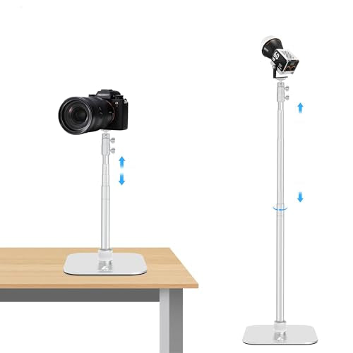 Ailight TS50 Camera Stand, 12.6 to 53.1 in Height, Universal 1/4" to 3/8" Screw Adapter with Swivel 360° Panoramic Ball Head, Light Stand Desk and Floor Mount for DSLR Cameras, Photograph Lights - size: TS5002