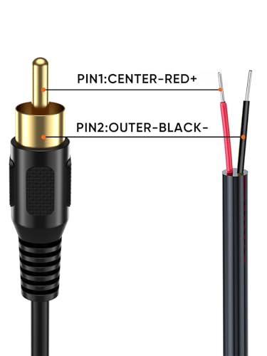 CableCreation RCA to Speaker Wire Adapter 6.6FT, 2 Bare Wire Cables to RCA | Easy to Repair, RCA Plug Repair Cord for Speaker Amplifier, Audio Video AV Receiver, TV, Subwoofer (2Pack 20AWG) - size: 6.6FT