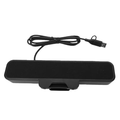 10W On Computer Speakers for Desktop, USB A USB C Wired Stereo Speaker Bar with Volume Control Mute Key, 1.5m Cable Length, Immersive Sound and Space Saving Design