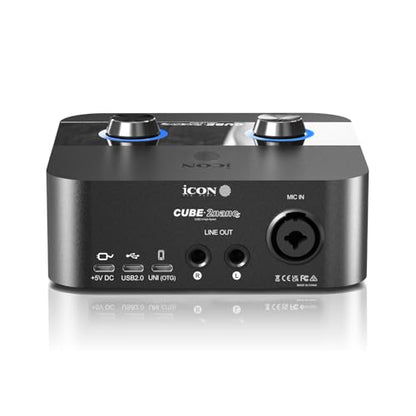 iCON Cube 2 Nano S USB Audio Interface with OTG for Streaming & Podcast | 24Bit/192kHz USB Audio Interface, 60dB Mic Preamp drives dynamic mic, plug-and-play OTG for TikTok livestream, TFT screen.