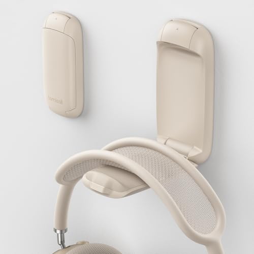 Lamicall Headphone Stand, Sticky Headset Holder, Foldable Headphone Holder | Compact Headphone Hook Mount, Adhesive Hanger Clip Under Desk, Earphone Clamp for Airpods Max, HyperX, Sennheiser, Khaki - color: Khaki