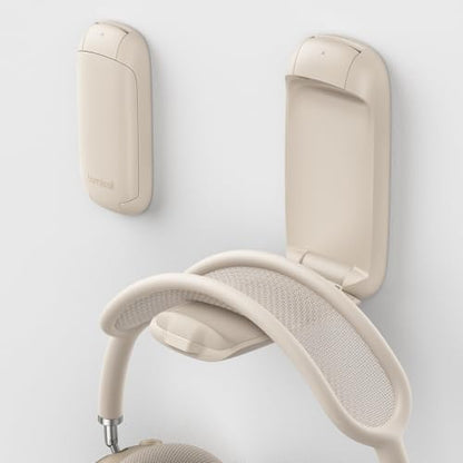 Lamicall Headphone Stand, Sticky Headset Holder, Foldable Headphone Holder | Compact Headphone Hook Mount, Adhesive Hanger Clip Under Desk, Earphone Clamp for Airpods Max, HyperX, Sennheiser, Khaki - color: Khaki