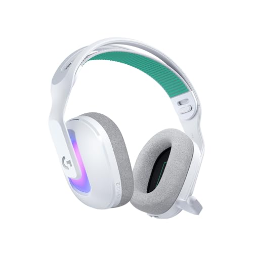 Logitech G522 Lightspeed Wireless Gaming Headset - White | For PC, 2.4 GHz, Bluetooth & USB-C , <60 Hr Battery, 48 kHz/24 bit Audio, Detachable 48 kHz/16 bit Blue VO!CE Mic, RGB - color: White