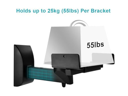 Monoprice Universal Bookshelf Speaker Wall Mount Brackets, Swivel, Tilt, Dual Side Clamping, Large Bookshelf/Surround Sound Speakers up to 55 lbs., Pair