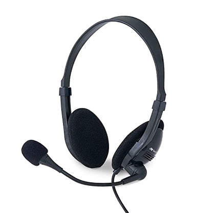 Verbatim Stereo USB Headset with Microphone and in-Line Remote | 3.5mm wired headset with in-line remote and adjustable microphone for calls, conferencing and learning