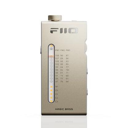 FiiO RR11 Portable HiFi FM Stereo Radio Receiver with Analog PVR Tuning, BASS+3D Sound Effects, 64MHz-108MHz (Titanium Gold) - color: Titanium Gold