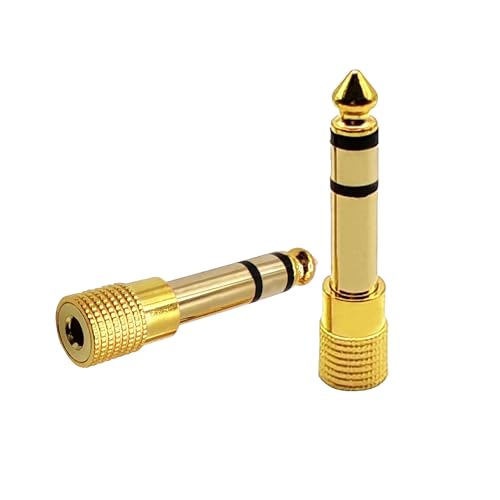 6.35MM Male to 3.5MM Female Adapter 1/4 to 1/8 Audio Adapter for Guitar Headphone 2pcs