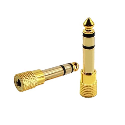 6.35MM Male to 3.5MM Female Adapter 1/4 to 1/8 Audio Adapter for Guitar Headphone 2pcs