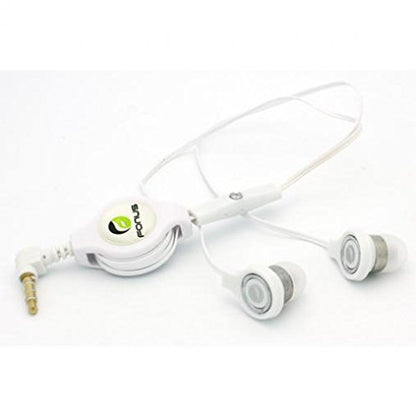Retractable Headset Hands-Free Earphones w Mic Dual Earbuds Headphones in-Ear Wired [3.5mm] [White] for iPod Nano 5th, 7th Gen - iPod Touch 1st, 2nd, 3rd, 4th, 5th Generations - Google Pixel, XL