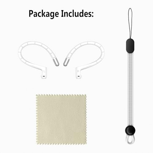 RunChao Anti-Slip EarHooks for Air Pods 4, 3, 2, 1, Pro 3, Pro 2, Pro Ear Hooks, Soft Anti-Loss Sports Earbuds Case Cover (White)