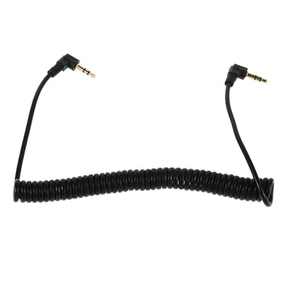 Coiled Right Angle Male to Male Stereo Aux Cable Retractable Spring Extension for Headphones Smartphones Tablets Compatible Audio Wire