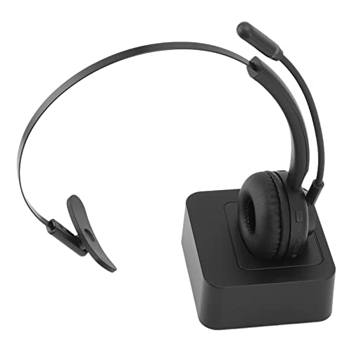 Call Center Headset, Noise Cancelling Comfort 300° Flexible Noise Cancelling Microphone, Bluetooth Headset with 10 M Wireless Range, with Magnetic Charging Base, Suitable for Office Classroom.