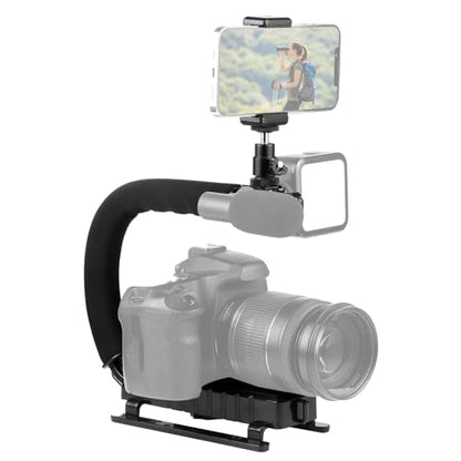 PULUZ U/C Shape Video Action Stabilizing Handle Grip Handheld Stabilizer Kit with Phone Clamp & Quick Release Buckle & Long Screw for Canon Sony Nikon Cameras and Home DV Camera Smartphones - style: stabilizer kits 1