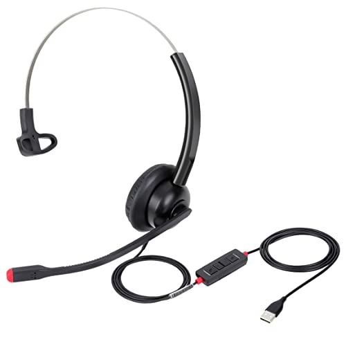 USB Headset with Microphone for PC Laptop Computer Headphone Noise Cancelling Mic for Home Office Online Class Teams Zoom - size: H360M