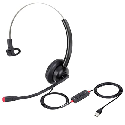 USB Headset with Microphone for PC Laptop Computer Headphone Noise Cancelling Mic for Home Office Online Class Teams Zoom - size: H360M