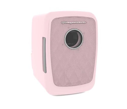 Frigidaire Pink Mini Personal Fridge Cooler, 1 Gal Capacity fits Six Cans, Includes Plugs for Home Outlet & DC Charger, BUILT IN BLUETOOTH SPEAKER - color: Pink