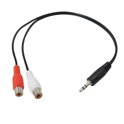 3.5 mm to Dual RCA Audio Cable 1x Male to 2X RCA, Black | Female 1/8 Stereo Mini Jack RCA Adapter Audio Plated Copper Shell Stereo Audio Adapter Cable