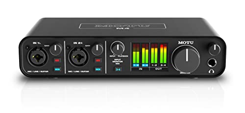 Motu M4 4x4 USB-C Audio Interface | Recording, mixing and podcasting with 4x4 USB-C connectivity, MIDI I/O and low latency monitoring