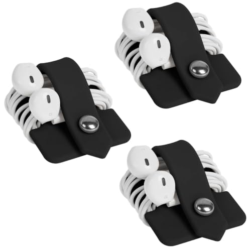 Cord Organizer Earbuds Holder Earphone Wrap Earphones Organizer Headset Headphone Earphone Wrap Winder Cord Manager Cable Winder Set of 3(Black) - color: Black-3pcs