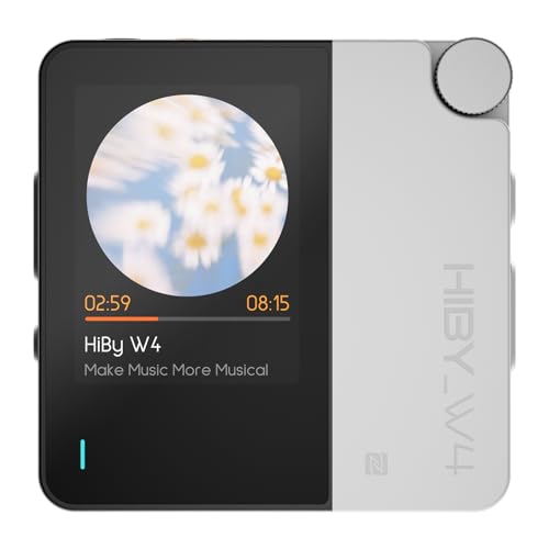 HiBy W4 Bluetooth Headphone Amplifier USB DAC, BT 5.4 & NFC, aptX Lossless LDAC, Dual DAC, DSD512 PCM 768kHz, 2-Inch Touch Screen, CVC Noise Reduction, 3.5mm & 4.4mm Balanced Output - color: White