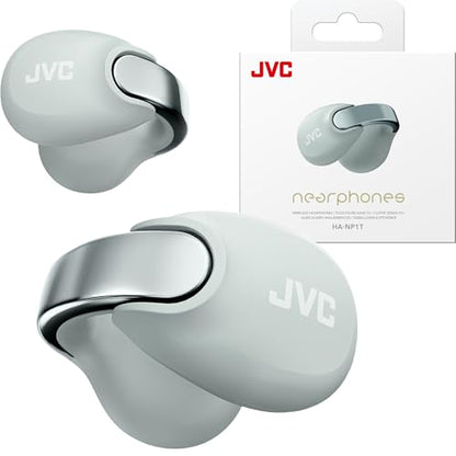 JVC Nearphones HANP1TH Open Ear True Wireless Headphones, Ice Gray | Bluetooth 5.3, 24H Playback, IPX4 Water Resistant, Built-in Mic, Ear Clip Design - color: Ice Gray