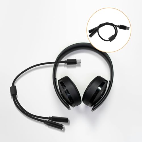 Veemoon USB C to Headphone and Microphone Adapter Dual Headphone Splitter for PC and Gaming Devices High-Fidelity Audio Output with Sound Sturdy Plastic and Metal Construction