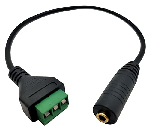 Gold Plated 3.5mm (1/8") 3 Pole Stereo TRS Audio Balanced Female Jack to AV 3 Pin Screw Video Balun Terminal Adapter Connector Cable 30cm/1FT (3.5mm F/3pin) - color: 3.5mm F/3pin