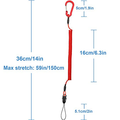 Lix&Rix Retractable Coiled Lanyards with Detachable Buckle | Quick Release Carabiner Clips - color: Red 3pcs