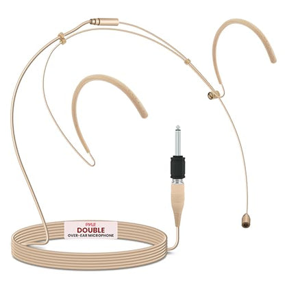 Pyle Double Over-Ear Microphone Headset - Professional Hands-Free Omnidirectional Wired Audio Boom Condenser Microphone Headset w/ 3.5mm / 1/4" Adapter, 1.2m Cable, and Windscreen.