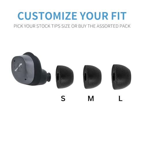 Comply TrueGrip 프리미엄 메모리 폼 교체용 이어 팁, 블랙, 라지 | 3쌍, Sennheiser Momentum 3, 4, ACCENTUM, 향상된 편안함, 안전한 핏, 우수한 소음 차단, 청소 도구 - size: Large