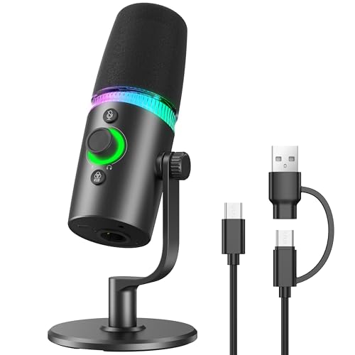 USB/XLR Dynamic Microphone for Gaming Streaming Podcast Recording PC Mic