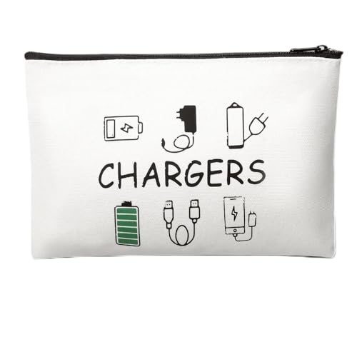 Charger Makeup Bag Charging Cable Organizer Bag Chargers Makeup Bags Zipper Pouch Cosmetic Bags Funny Toiletry Organizer Pouch Travel Gifts for Women Traveler Charging Cord Themed Accessories