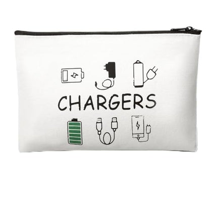 Charger Makeup Bag Charging Cable Organizer Bag Chargers Makeup Bags Zipper Pouch Cosmetic Bags Funny Toiletry Organizer Pouch Travel Gifts for Women Traveler Charging Cord Themed Accessories