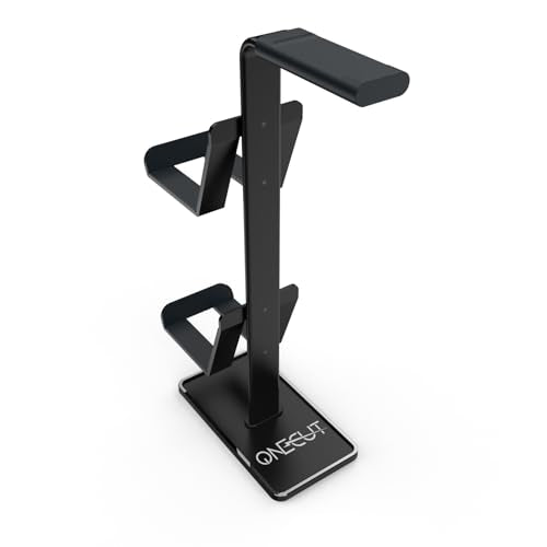 3in1 Headphone Holder Game Controller, Gaming Headset Stand, Dual Headphone Holder with Base (Black)
