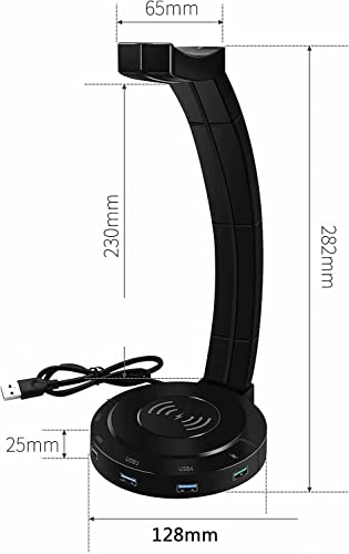 Headphone Stand Headset Stand Headphone Stand with Wireless Charger, Gaming Hanger Rack with USB2.0/3.0 Charging Headphone Stand for Desk (Color : Usb3.0) - color: Usb3.0