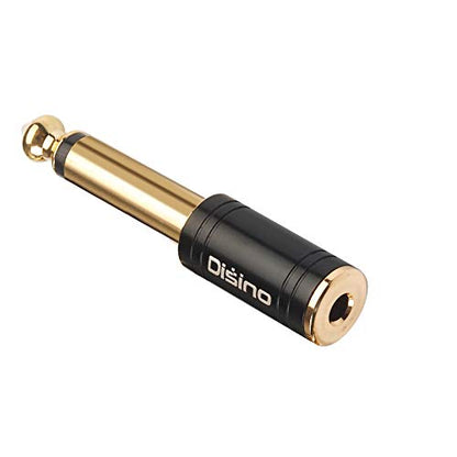 1/4" Mono to 1/8" Stereo Adapter, New Upgrade Gold-Plated 6.35mm TS Male Jack to 3.5mm TRS Female Stereo Adapter for Headphone, Amp Adapte, Black - 1 Pack - color: 635TSM-35F-1P