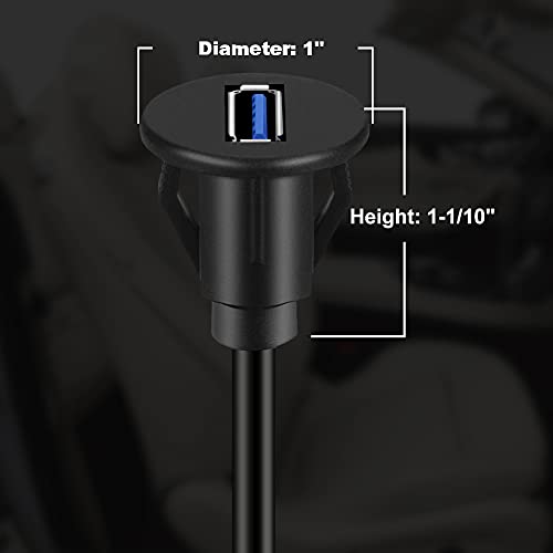 소형 USB 3.0 수-암 자동차 AUX 플러시 패널 마운트 케이블 0.9m(3피트) | 자동차 트럭 보트 오토바이 대시보드용 버클 자동차 마운트 플러시 연장 케이블 포함 - size: 1 pack USB 3.0 3ft
