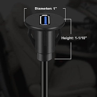 2 Pack Small USB 3.0 Male to Female Car Panel Mount Cable 3ft | with Buckle Car Mount Flush Extension Cable for Car Truck Boat Motorcycle Dashboard - size: 2 pack USB 3.0 3ft