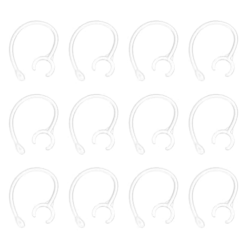 12 Pcs Replacement Ear Hooks (10.5mm/0.41 Inch, Clear) - Soft Silicone Universal Small Ear Loop Clips Anti-Slip Earbuds Replacement for Single-Ear Bluetooth Headset - color: Clear, size: 10.5mm/0.41"