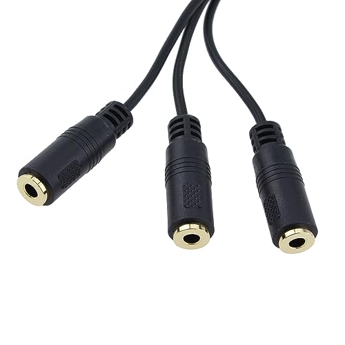 2pcs 1M/3F Audio Splitter, 1FT Gold Plated 3.5mm TRRS Male to 3 x 3.5mm Stereo Jack Female 1 Input 3 Output Audio AUX Splitter