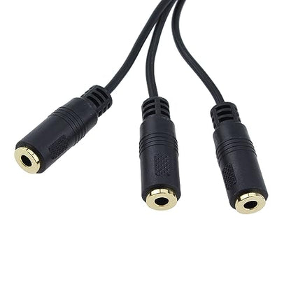 2pcs 1M/3F Audio Splitter, 1FT Gold Plated 3.5mm TRRS Male to 3 x 3.5mm Stereo Jack Female 1 Input 3 Output Audio AUX Splitter