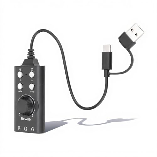 7.1 USB Sound Card, External Stereo Sound Card with Volume Control, USB to 3.5mm Jack Adapter for PC Laptop Desktop Headset, Plug and Play