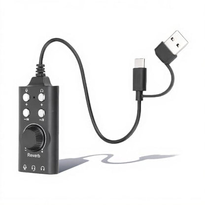 7.1 USB Sound Card, External Stereo Sound Card with Volume Control, USB to 3.5mm Jack Adapter for PC Laptop Desktop Headset, Plug and Play