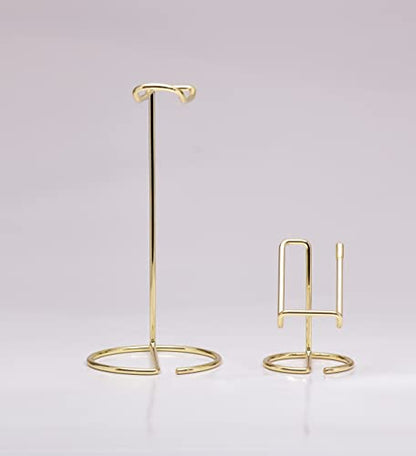 JIARI Headphones Stand and Cell Phone Stand Desktop Metal Holder Accessories 2pcs Set (Gold) - color: Gold