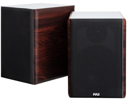 Pyle 6.5" Home Audio Speakers, 2-Way Passive Bookshelf, 240W Max Power, 1" Silk Dome Tweeter, Composite Woofer, Gold Plated 5 Way Binding Post, Rubber Surrounds, Beautiful Wood Grain Finish - Pair - color: Cherry, size: 6 inch