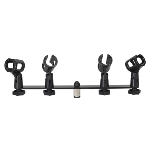 Gator Frameworks 1-to-4 Mic Mount Bar with Standard 5/8-Inch Thread Suitable for Most Microphone Stands Boom Arms (GFWMIC1TO4) - style: (4) Microphone Mounts
