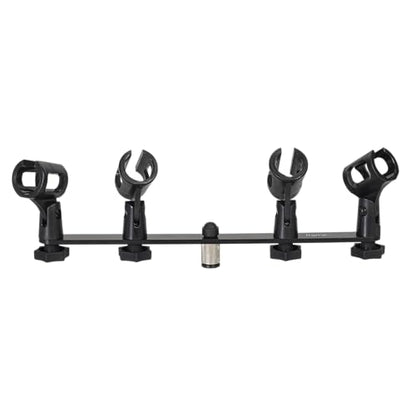 Gator Frameworks 1-to-4 Mic Mount Bar with Standard 5/8-Inch Thread Suitable for Most Microphone Stands Boom Arms (GFWMIC1TO4) - style: (4) Microphone Mounts