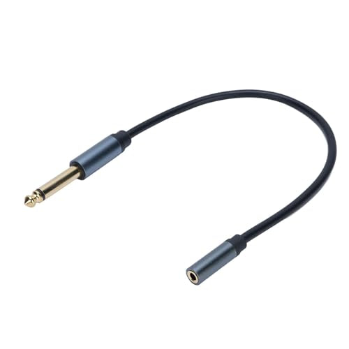 Yoidesu 6.35mm Male to 3.5mm Female Stereo Jack Adapter, Gold Plated 1/4 to 1/8 Headphone Adapter Cable, 30cm PVC and Copper Extension Cord for Guitar, Piano, Headphones, Amp and